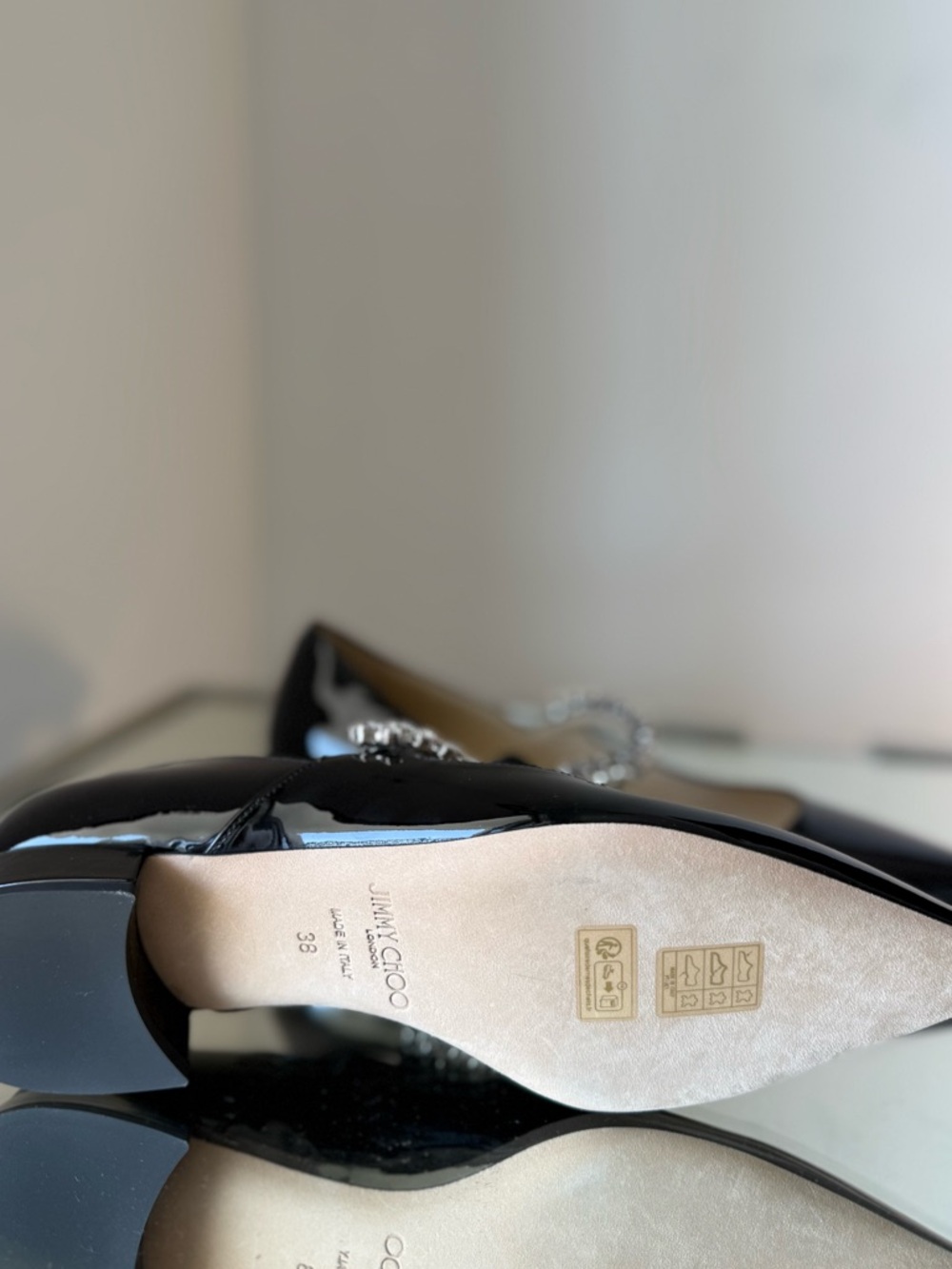 New JIMMY CHOO Bing 25 Patent Leather Ballet Flats $1,150 38 - Picture 9 of 10